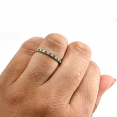 Colombian Emerald 0.17 Carat Stackable Ring Band in 14K White Gold with Diamonds