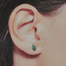 Colombian Emerald Round 0.45 Carat Stud Earrings in 14K White Gold with Diamond Accents