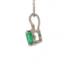 Colombian Emerald Round 0.49 Carat Pendant in 14K White Gold(Chain Not Included)