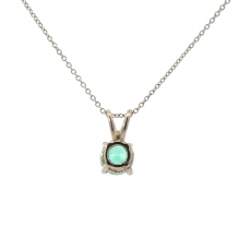 Colombian Emerald Round 0.49 Carat Pendant in 14K White Gold(Chain Not Included)