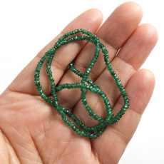 Emerald Beads Roundelle Shape 2mm Accent Bead Ready To Wear Necklace