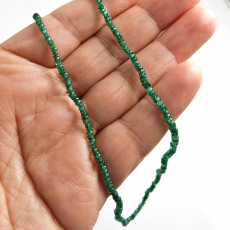 Emerald Beads Roundelle Shape 2mm Accent Bead Ready To Wear Necklace