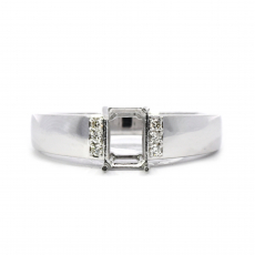 Emerald Cut 7x5mm Men's Ring Semi Mount in 14K Gold with Diamond Accents