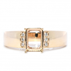 Emerald Cut 7x5mm Men's Ring Semi Mount in 14K Gold with Diamond Accents