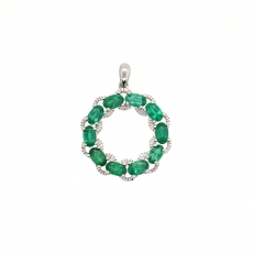 Emerald Oval 2.18 Carat Pendant in 925 Sterling Silver