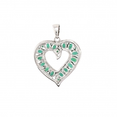 Emerald Oval 2.98 Carat Pendant Heart in 925 Sterling Silver