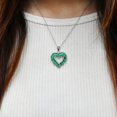 Emerald Oval 2.98 Carat Pendant Heart in 925 Sterling Silver