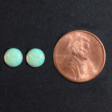 Ethiopian Opal Cab Round 6mm Matching Pair Approximately 1.07 Carat