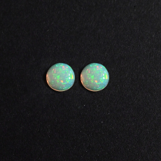 Ethiopian Opal Cab Round 6mm Matching Pair Approximately 1.07 Carat