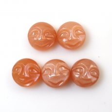 Face Peach Moonstone Cab Round 8mm Approximately 8 Carat