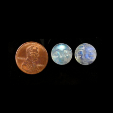 Faces Rainbow Moonstone Cab Round 12mm Matching Pair Approximately 12 Carat