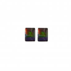 Fossilized Ammolite Cab Emerald Cut 8x6mm Matching Pair Approximately 2.96 Carat