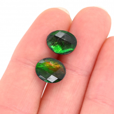 Fossilized Ammolite Oval 10x8mm Matching Pair 4.24 Carat