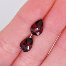 Garnet Pear Shape 10x7mm Matching Pair Approximately 3.80 Carat