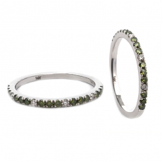 Green Diamonds 0.22 Carat Stackable Ring Band in 14K White Gold with White Diamonds