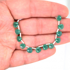 Green Onyx Drops Faceted Heart Shape 6x6mm Drilled Beads 12 Pieces Line