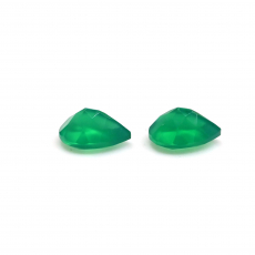 Green Onyx Pear Shape 8x6mm Matching Pair Approximately 2.10 Carat