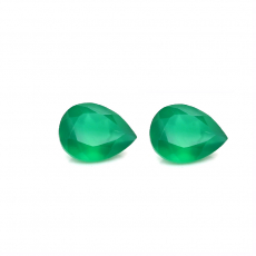 Green Onyx Pear Shape 8x6mm Matching Pair Approximately 2.10 Carat