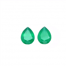 Green Onyx Pear Shape 8x6mm Matching Pair Approximately 2.10 Carat