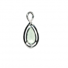 Green Tourmaline Pear Shape 2.91 Carat Pendant In 14K White Gold With Accented Diamonds