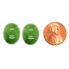 Jade Cab Oval 18x13mm Matching Pair Approximately 18 Carat