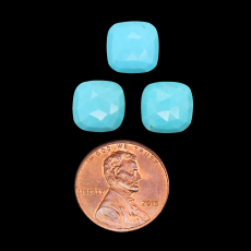 Kingman Turquoise Rose Cut Cushion 10x10mm Approximately 9 Carat