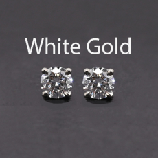 Lab Grown Diamond Round 0.57 Carat Stud Earrings in 14K White Gold