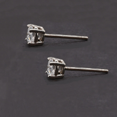 Lab Grown Diamond Round 0.57 Carat Stud Earrings in 14K White Gold