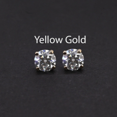 Lab Grown Diamond Round 0.81 Carat Stud Earrings in 14K Yellow Gold