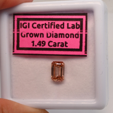 Lab Grown Pink Diamond Emerald Cut 7.88x5.23x3.4 Single Piece Approximately 1.49 Carat