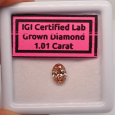 Lab Grown Pink Diamond Oval 7.38x5.5x3.40mm Single Piece Approximately 1.01 Carat