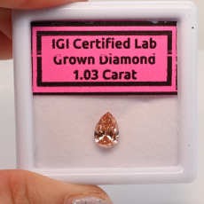 Lab Grown Pink Diamond Pear Shape 8.42x5.73x3.33mm Single Piece Approximately 1.03 Carat