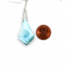 Larimar Drop Shield Shape 34x21mm Drilled Bead Single Pendant Piece