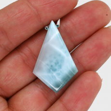 Larimar Drop Shield Shape 34x21mm Drilled Bead Single Pendant Piece