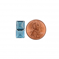 London Blue Topaz Princess Cut 8MM Matched Pair Approximately 5.35 Carat