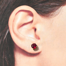 Madagascar Ruby  Round 5.38 Carat Stud Earrings in 14K Yellow Gold