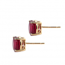 Madagascar Ruby  Round 5.38 Carat Stud Earrings in 14K Yellow Gold