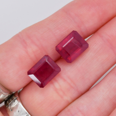 Madagascar Ruby Emerald Cut 10x8mm Matching Pair Approximately 10 Carat