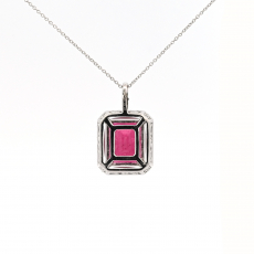 Madagascar Ruby Emerald Cut 5.68Carat Pendant with Accent Diamond  in 14k  White Gold