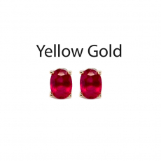 Madagascar Ruby Oval 1.97 Carat Stud Earrings in 14K Yellow Gold