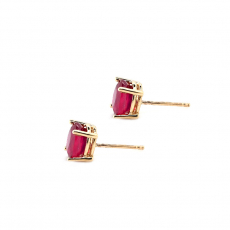 Madagascar Ruby Oval 1.97 Carat Stud Earrings in 14K Yellow Gold