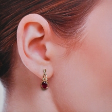 Madagascar Ruby Oval 3.10 Carat With Diamond Accent Earring in 14K Rose Gold