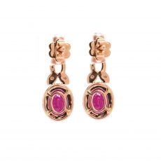 Madagascar Ruby Oval 3.10 Carat With Diamond Accent Earring in 14K Rose Gold