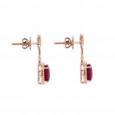 Madagascar Ruby Oval 3.10 Carat With Diamond Accent Earring in 14K Rose Gold