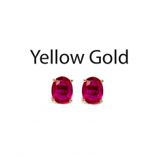 Madagascar Ruby Oval 3.24 Carat Stud Earrings in 14k Yellow Gold