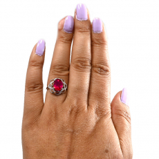 Madagascar Ruby Oval 3.65 Carat Ring in 14K White Gold with Diamond Accents