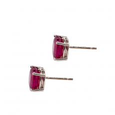 Madagascar Ruby Oval 5.34 Carat Stud Earrings in 14K White Gold