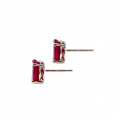 Madagascar Ruby Oval 8.07 Carat Stud Earrings in 14K White Gold