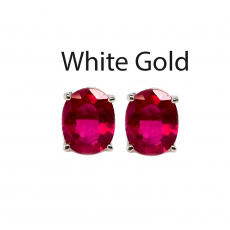 Madagascar Ruby Oval 8.07 Carat Stud Earrings in 14K White Gold