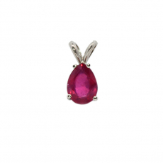 Madagascar Ruby Pear Shape 1.2 Carat Pendant in 14K White Gold